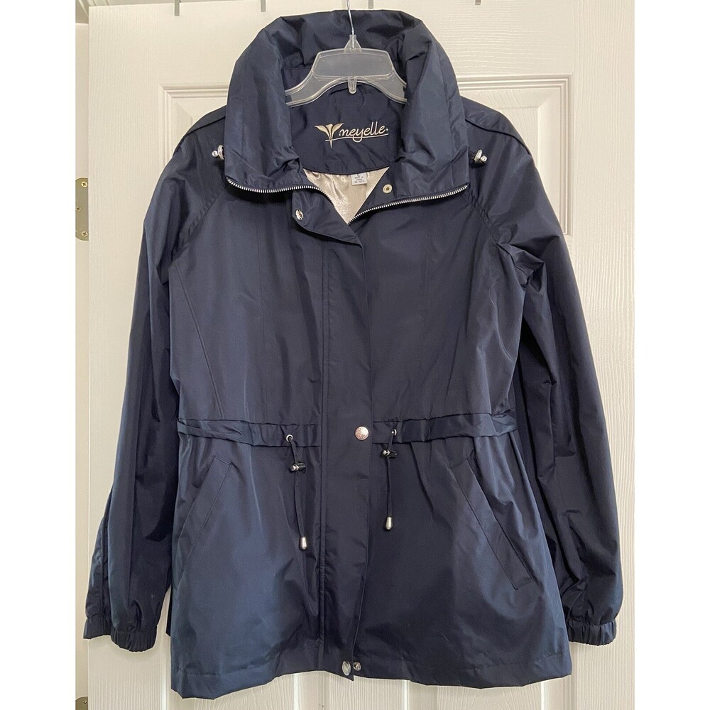 Neyelle Rain Jacket Women’s large 80s Vintage Navy Double Drawstring Lined